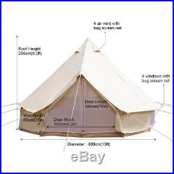 3M Cotton CanvasBell Tent Camping Beige Safari Yurt 5+Type Tent MESH ON THE WALL