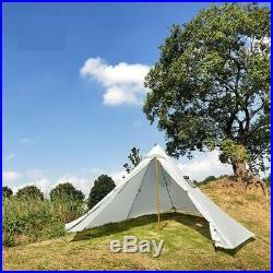3-4 Person Ultralight Outdoor Camping Teepee 20D Silnylon Pyramid Tent Large Gra