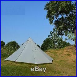 3-4 Person Ultralight Outdoor Camping Teepee 20D Silnylon Pyramid Tent Large Gra
