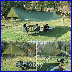 3x6m Awning Waterproof Tarp Tent Shade with Pole Folding Camping Canopy F1K0