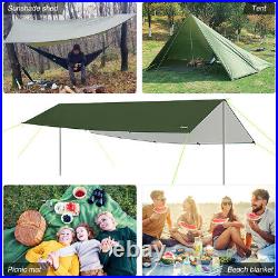 3x6m Awning Waterproof Tarp Tent Shade with Pole Folding Camping Canopy F1K0