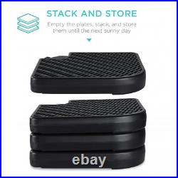 4 Piece Faux Wicker Cantilever Offset Patio Umbrella Stand Plate Set Easy-Fill