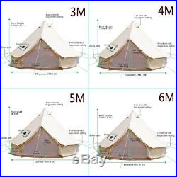 4-Season 3M 4M 5M 6M 7M LargeCotton Canvas Bell Tent Camping Glamping Beach Tent