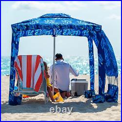 6.2'×6.2' Beach Canopy Easy Set up Cool Cabana Tent Sand Pockets Sun Shelter Blu