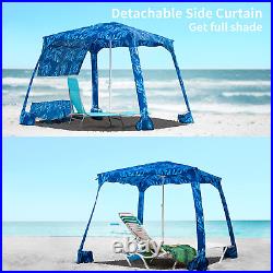 6.2'×6.2' Beach Canopy Easy Set up Cool Cabana Tent Sand Pockets Sun Shelter Blu