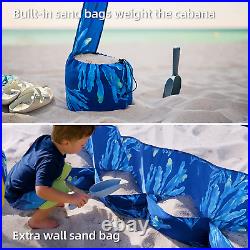 6.2'×6.2' Beach Canopy Easy Set up Cool Cabana Tent Sand Pockets Sun Shelter Blu