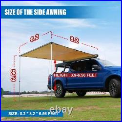 6.68.2/8.28.2ft Car Side Awning Rooftop Tent Sun Awning Retractable withLED Camp