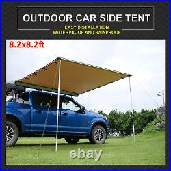 6.6x8.2/8.2x8.2FT SUV Awing Retractable Rooftop Car Side Tent With LED Outdoor