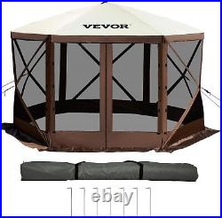 6 Sided Pop-up Camping Canopy Shelter Tent. Gazebo Screen Tent 10 x 10 ft