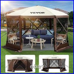 6 Sided Pop-up Camping Canopy Shelter Tent. Gazebo Screen Tent 10 x 10 ft