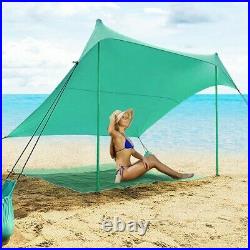 7' x 7' Foot Beach Tent Green Canopy With Poles Stakes Outdoor Backyard Sunshade