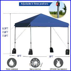 8x8 FT Pop up Canopy Tent Shelter Wheeled Carry Bag 4 Canopy Sand Bag Blue