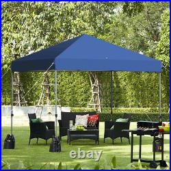 8x8 FT Pop up Canopy Tent Shelter Wheeled Carry Bag 4 Canopy Sand Bag Blue