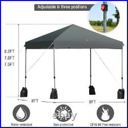 8x8 FT Pop up Canopy Tent Shelter Wheeled Carry Bag 4 Canopy Sand Bag Grey