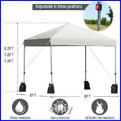 8x8 FT Pop up Canopy Tent Shelter Wheeled Carry Bag 4 Canopy Sand Bag White