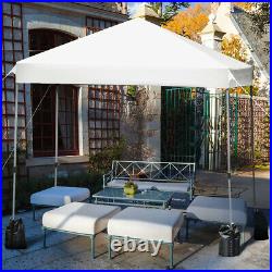 8x8 FT Pop up Canopy Tent Shelter Wheeled Carry Bag 4 Canopy Sand Bag White