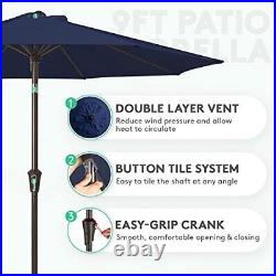 9FT Outdoor Patio Umbrella Outdoor Table Umbrella with Push Button Tilt and