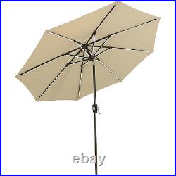 9 ft Solar Sunbrella Patio Umbrella with Tilt Beige by Sunnydaze