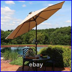 9 ft Solar Sunbrella Patio Umbrella with Tilt Beige by Sunnydaze