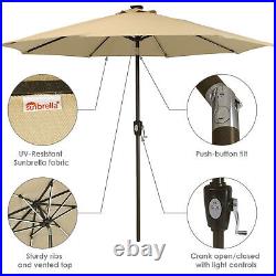 9 ft Solar Sunbrella Patio Umbrella with Tilt Beige by Sunnydaze