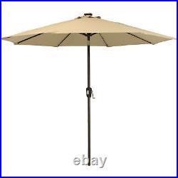 9 ft Solar Sunbrella Patio Umbrella with Tilt Beige by Sunnydaze