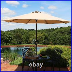 9 ft Solar Sunbrella Patio Umbrella with Tilt Beige by Sunnydaze