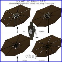 9 ft Solar Sunbrella Patio Umbrella with Tilt Beige by Sunnydaze