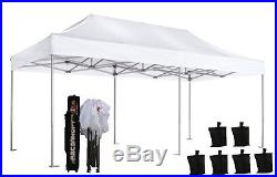 AbcCanopy 10x20 White Pop Up Canopy Tent Commercial instant Canopy with Roller Bag
