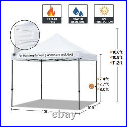 Adjustable 10'X10' Commercial Pop-up Canopy with Footpads Wheeled Carry Bag White