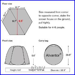 Alvantor 4-6 Person Pop Up Screen House Camping Tent Mesh Canopy 10'x10' Used