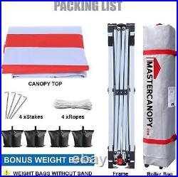 American Flag. Durable Pop-up Canopy Tent with Roller Bag 10x10