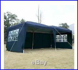Apontus Outdoor Easy Pop Up Tent Cabana Canopy Gazebo with Walls 10' x 20' Blue
