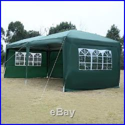 Apontus Outdoor Easy Pop Up Tent Cabana Canopy Gazebo with Walls 10' x 20' Green