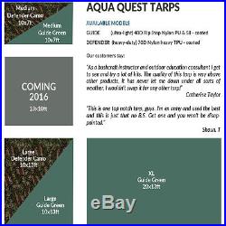 Aqua Quest Defender 13 x 10 ft Large Waterproof Tarp + Accessories Kit Camo