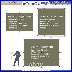 Aqua Quest Guide Tarp 13 x 10 ft Square Waterproof Tarp Olive Drab