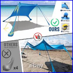 Beach Canopy Sun Shelter with Beach Blanket and Carry Bag, UPF 50+ Beach Sun Sha