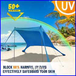 Beach Canopy Sun Shelter with Beach Blanket and Carry Bag, UPF 50+ Beach Sun Sha