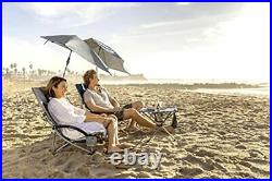 Beach Chair with UPF 50+ Adjustable Umbrella, Water Resistant Grey Foldable