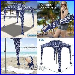 Beach & Sports Cabana Cool and Comfortable Large Shade Area 6' X 6' Blue Flowers