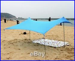 Beach Tent Sandbag Anchors 2 FREE Poles UPF50 Lycra Fabric Sun Shelters Camping