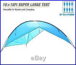 Beach Tent Super Big Canopy Sun Shade Shelter with Sand Bags Water Wind Proof