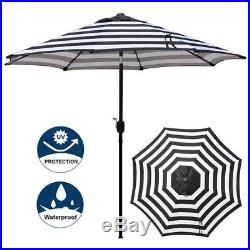 Blissun 9' Outdoor Aluminum Patio Umbrella, Market Striped Umbrella with