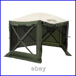 CLAM Quick-Set Pavilion 12.5x12.5 Ft Outdoor Canopy Shelter, Green/Tan(Open Box)
