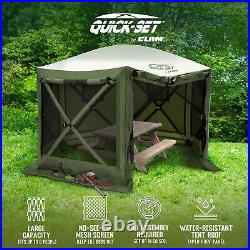 CLAM Quick-Set Pavilion 12.5x12.5 Ft Outdoor Canopy Shelter, Green/Tan(Open Box)