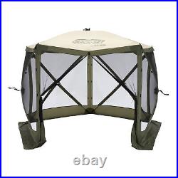 CLAM Quick-Set Venture 9x9 Ft Portable Outdoor Camping Canopy Shelter, Green/Tan