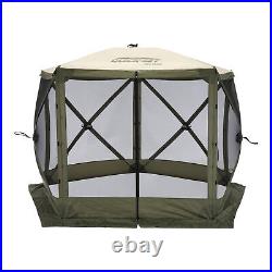 CLAM Quick-Set Venture 9x9 Ft Portable Outdoor Camping Canopy Shelter, Green/Tan