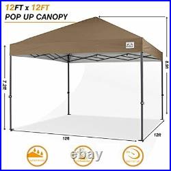 COOSHADE Durable Easy Pop Up Canopy Tent 12x12FtKhaki