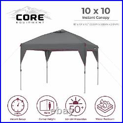 CORE Instant Canopy 10x10 Ft Outdoor Shade Canopy Shelter Tent, Gray (2 Pack)