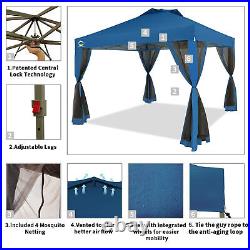 CROWN SHADES 10 x 10 Ft Pop Up Gazebo with Mosquito Net Sidewalls, Blue (Used)