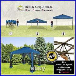 CROWN SHADES 10 x 10 Ft Pop Up Gazebo with Mosquito Net Sidewalls, Blue (Used)